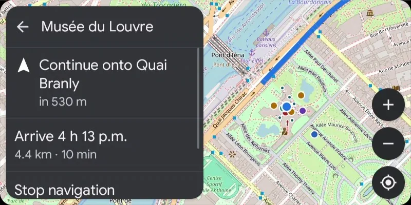 Android Auto live map with nearby devices and OpenStreetMap navigation