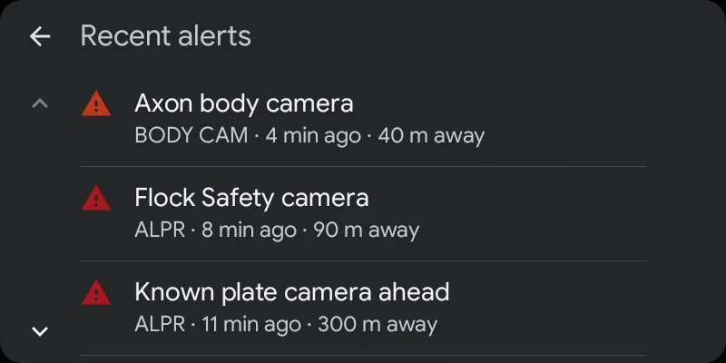 Android Auto recent alerts, kept after the device has left